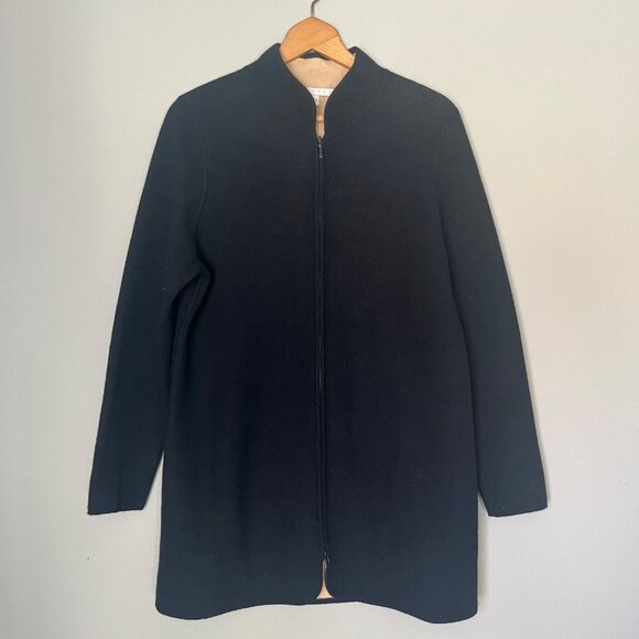 Belford‎ Coat Jacket Womens Size Large Black 100% Cashmere Long Quiet Luxury - Picture 1 of 3